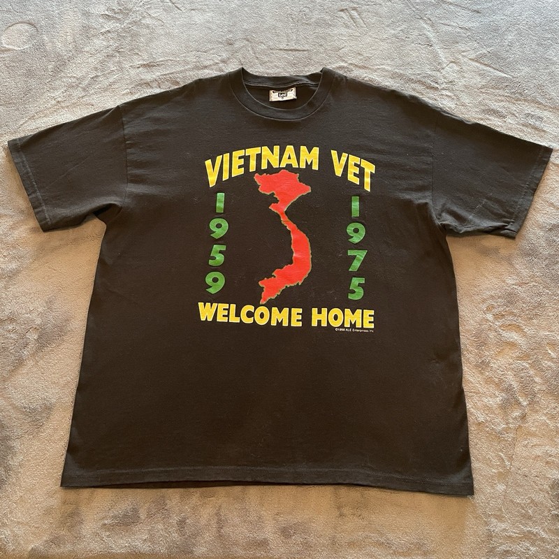Vintage 90s Vietnam Veterans T-Shirt Mens XL US Army Welcome Home Black USA Made