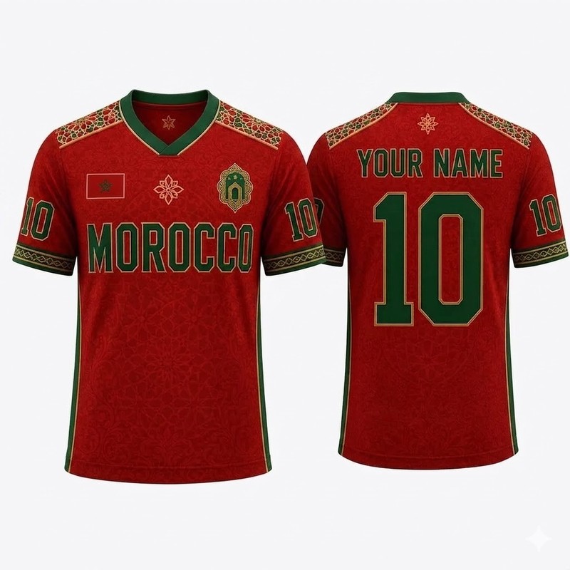 Morocco Soccer Jersey Custom Name Number Fan Shirt All Sizes S-5XL