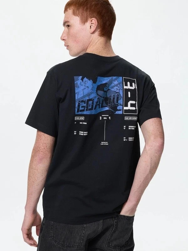 Manga UT UNIQLO T Shirt Black blue lock anime Japan XL L M S Large Medium