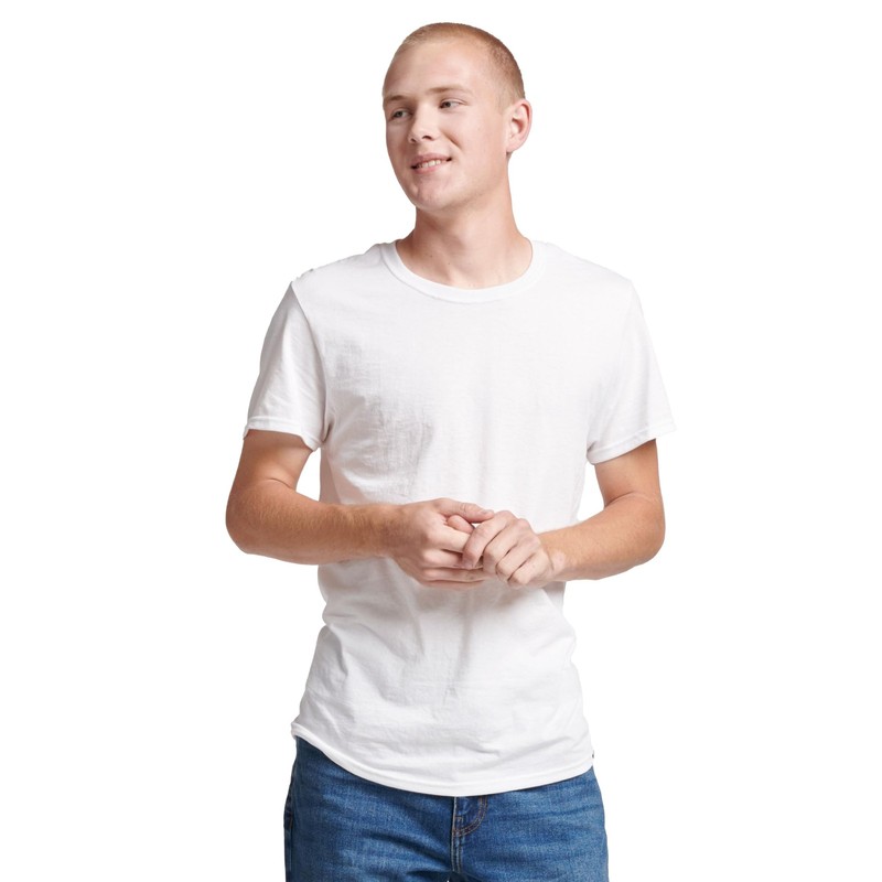 Mens Cotton Performance Short Sleeve T-Shirt T Shirt, White, Large US