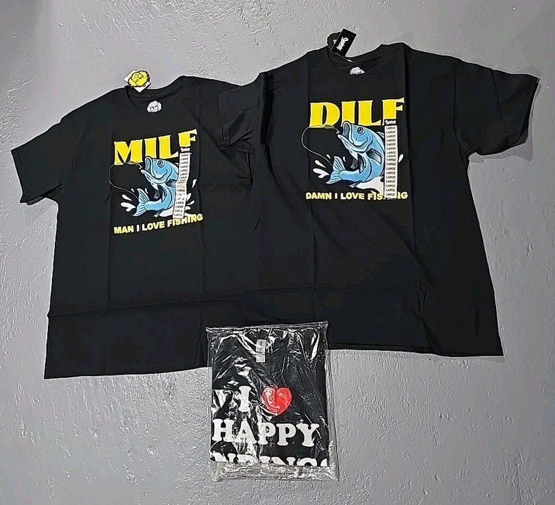 Danny Duncan Graphic T-Shirt Milf Dilf Fishing Happy Endings 3pc SZ Large (Y)