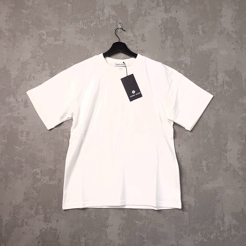 Annie Hood Cotton T-Shirt Mens Small Regular White Plain Short Sleeve Crew Neck gallery