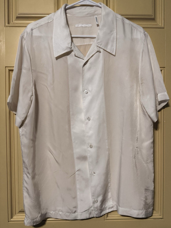 Helmut Lang Men's Shirt Minimalist Country Club Cupro Vegan Silk Breathable Med. gallery