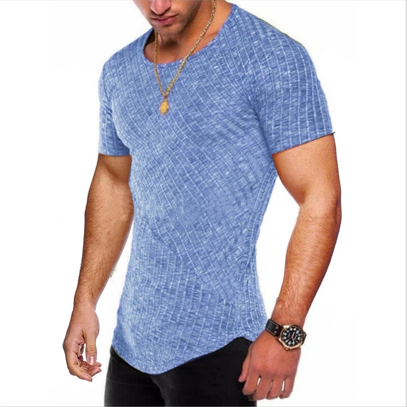 Men Casual Round Neck Top Training Muscle Fitness Active T-Shirt Slim Fit Tee gallery