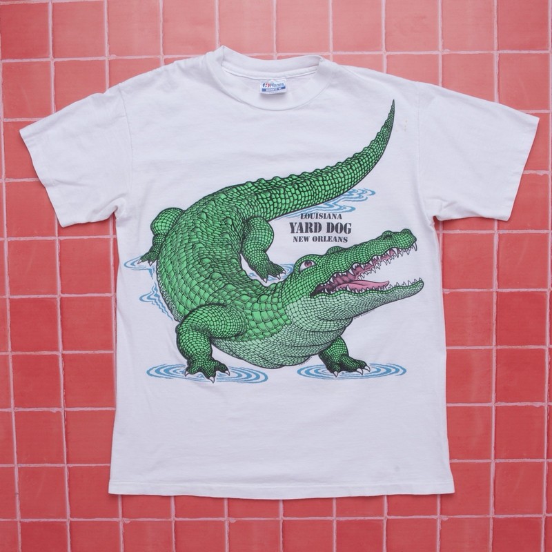 Vintage 80's Louisiana Yard Dog Alligator Crocodile AOP Wildlife T Shirt gallery