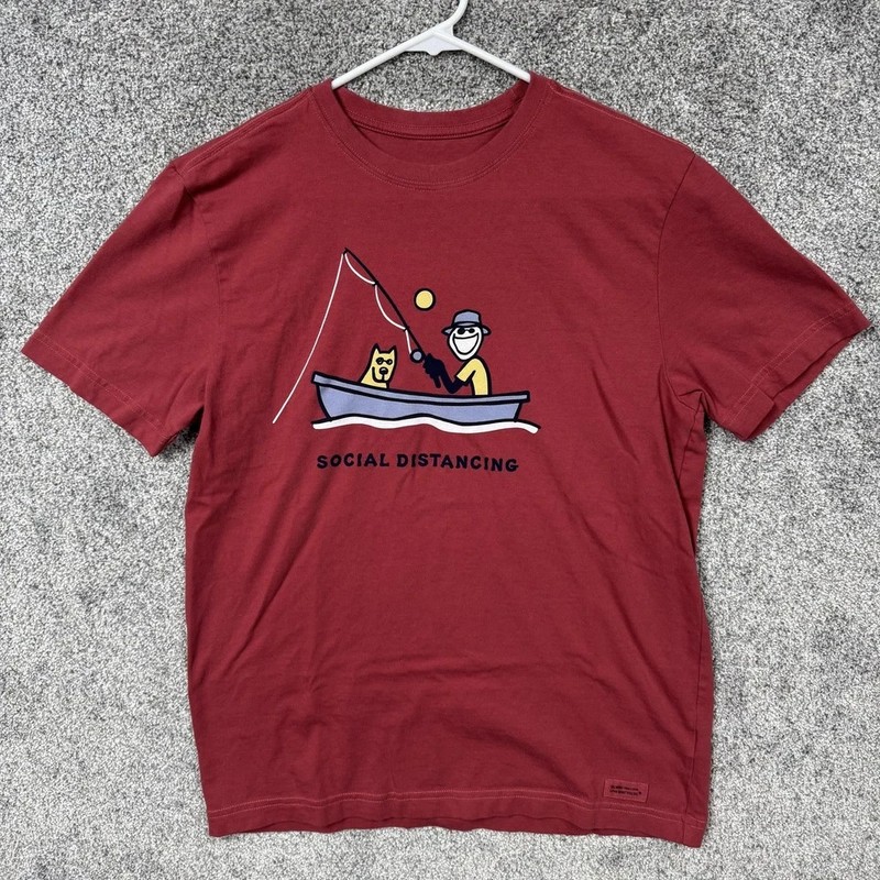 Life Is Good Social Distancing Fishing Funny Graphic Tee