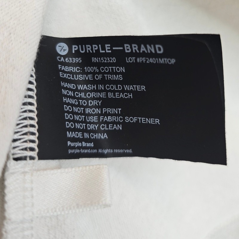 PURPLE BRAND T-Shirt Mens Medium Silver-Effect Textured Knit Logo Tee Streetwear gallery