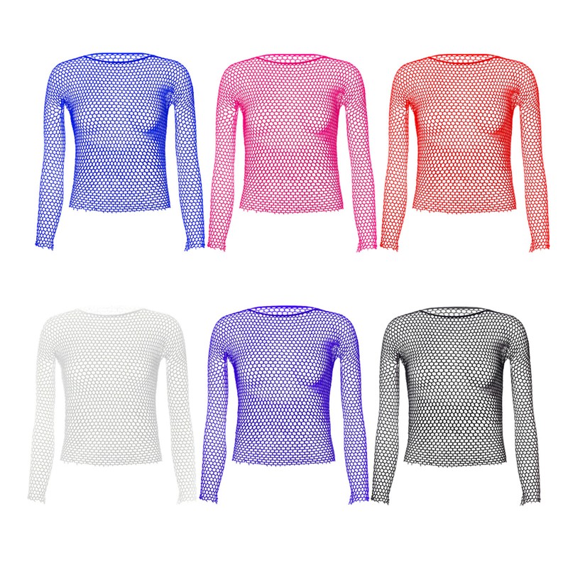 Mens Sexy Mesh See Through Fishnet T-Shirt Long Sleeve Muscle Undershirt Tops gallery