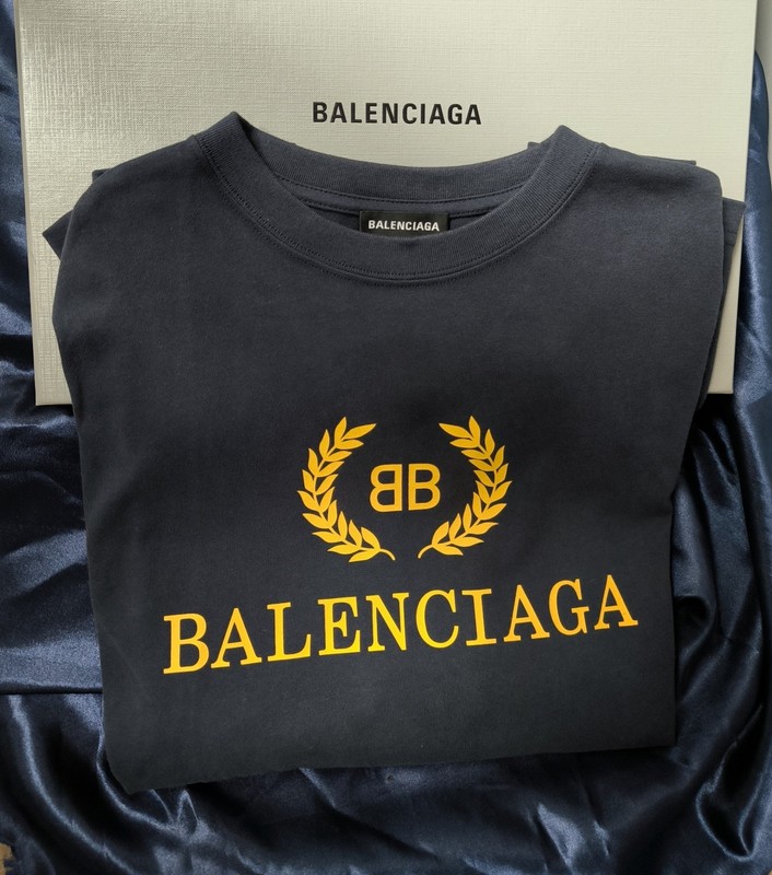 Balenciaga BB Laurel Logo Oversized T-Shirt Navy Blue