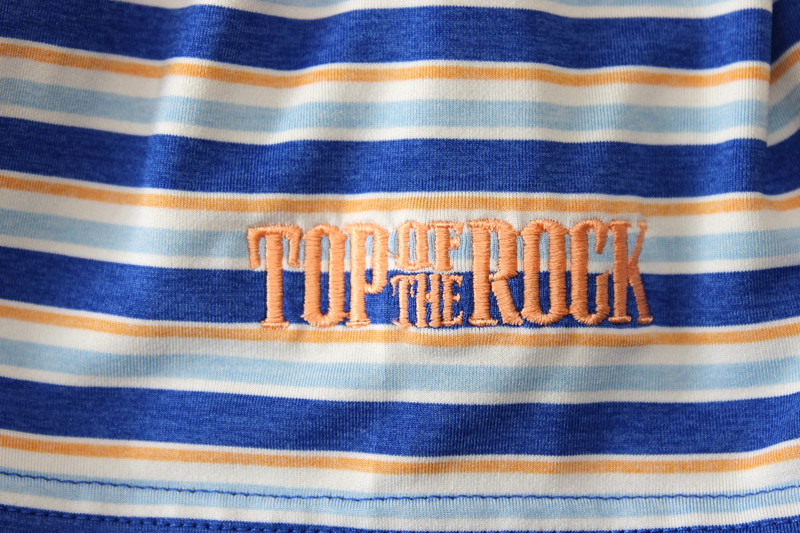 Men's Size L Peter Millar Summer Comfort Top Of The Rocks Polo Shirt Blue Stripe gallery