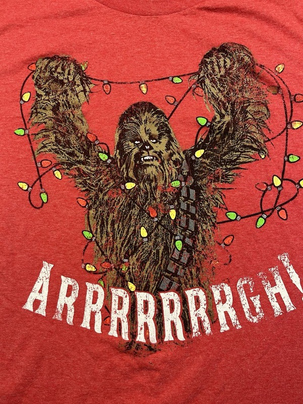 Star Wars Chubacca Christmas Red T-Shirt, Size XL, Chest 44