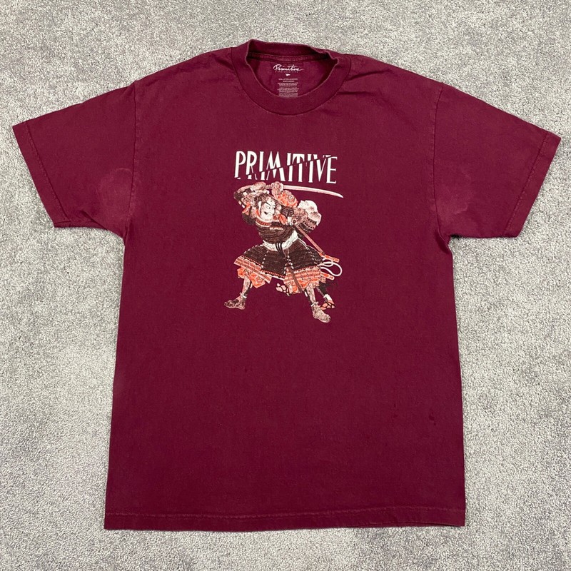 Primitive Skateboarding Shirt Mens Large Red (Plum) Short Sleeve Streetwear Tee