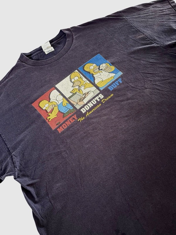 Vintage Simpsons Homer Simpson Mens XL Blue Delta Money Donuts Duff Tee 90s