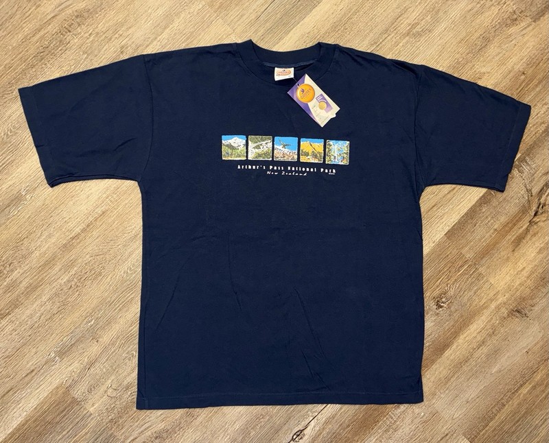 NWT Vintage Y2K Gooses Arthur’s Pass New Zealand T Shirt XL Made NZ