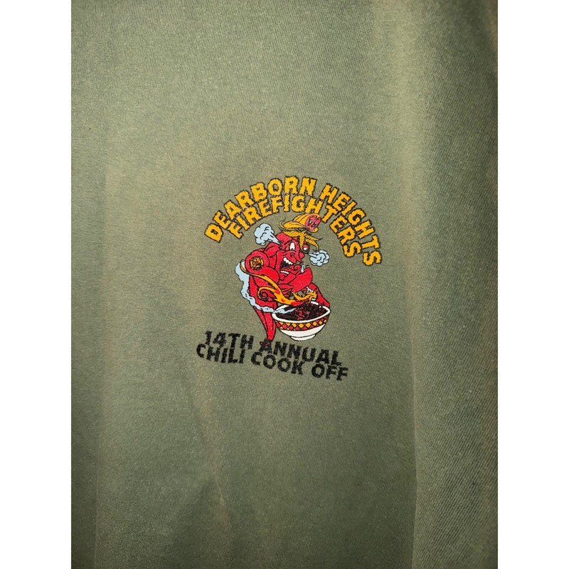 Vintage 2006 Dearborn Heights Firefighters Chili Cook Off Shirt XL Olive Green gallery
