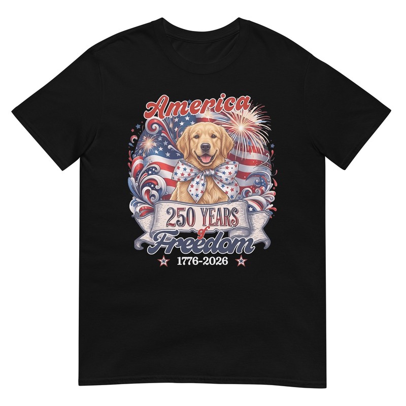 Golden Retriever Dog 250th America Patriotic USA 4th of July T-Shirt
