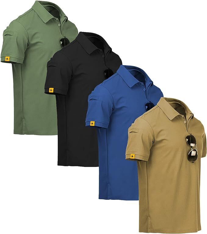 Men’s Tactical Polo T-Shirt Quick Dry Combat Short Sleeve Team Work Casual Shirt