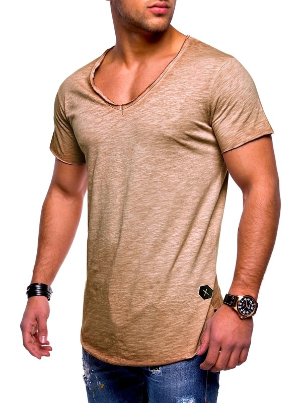 2025 Brand Quality Cotton Men T-shirt V-neck Fashion Design Slim Fit Soild gallery