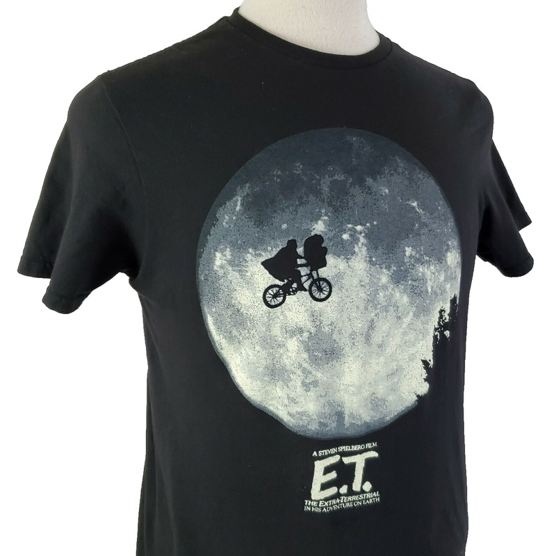 E.T. The Extra Terrestrial T-Shirt Adult Small Black Spielberg Movie Film, Alien