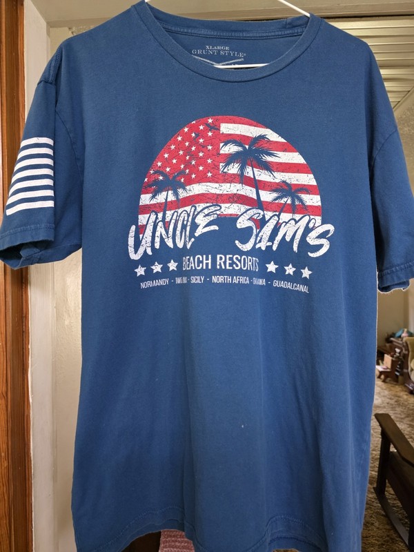 Grunt Style Uncle Sam’s Beach Resorts Normandy Iwo Jima Adult Men’s Sz XL Blue