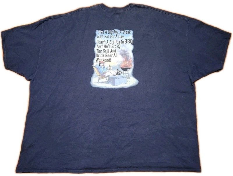BIG DOGS T Shirt Men’s 6XL Double Sided Vintage Hanes Give a Big Dog A Steak…