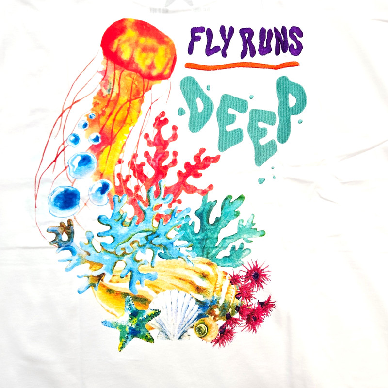 Born Fly Men's Big & Tall T-Shirt White Teal Multi Color Design Graphic 5XL gallery