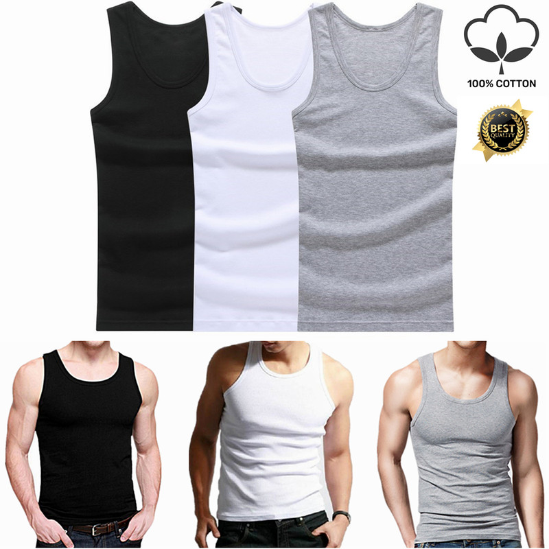 6 Packs Mens 100% Cotton Tank Top Ribbed A-Shirt Wife-Beater Undershirt S-2XL