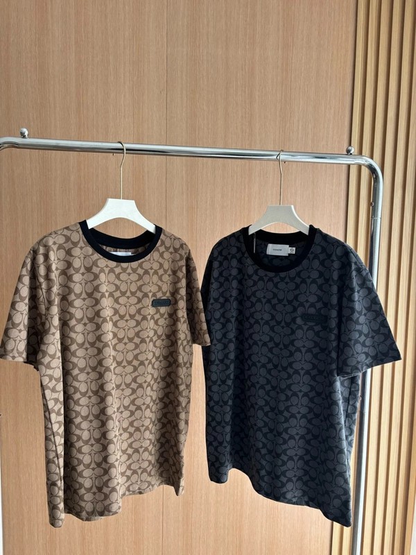 NWT COACH Women Men’s Unisex Black Brown printed T Shirt Organic Cotton