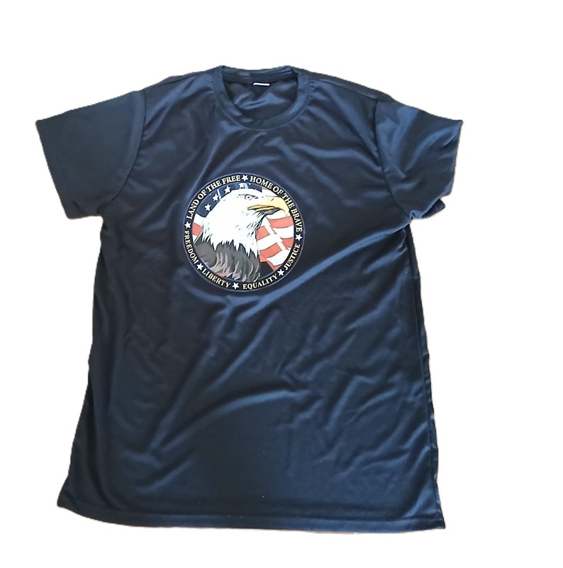 Men’s Land of the Free Home of the Brave Tee Large Black Patriotic Graphic Tee