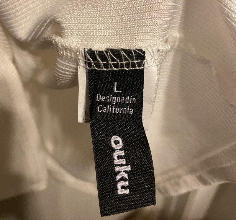 Ouku Mens size large Racerback Polyester blend stretch flat knit White NWT gallery