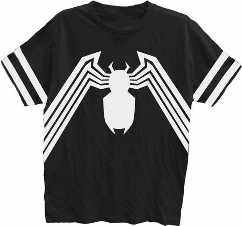 Adult Men’s Marvel Comics Spider-Man Venom Striped Sleeves Black T-Shirt Tee