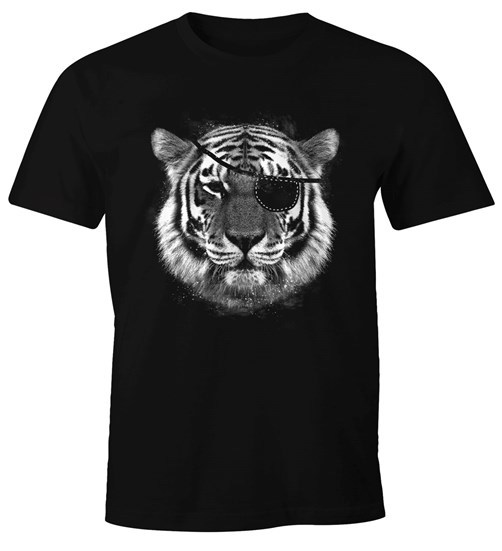 Stylish Men's T-Shirt Tiger Eye Patch Eye Patch Pirate Moonworks®