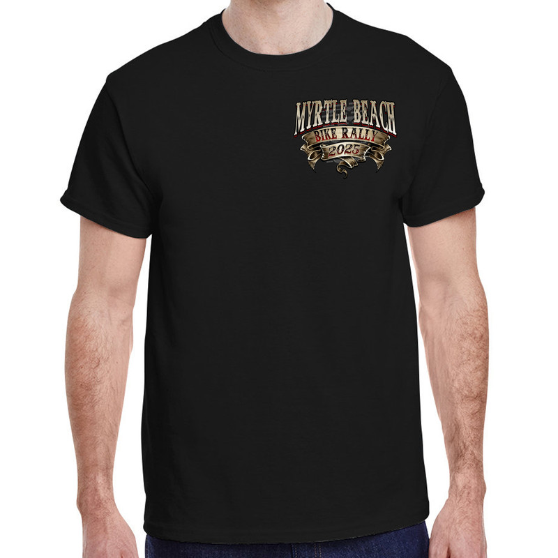 2025 Myrtle Beach Bike Rally Ribbon Engine T-Shirt No Harley