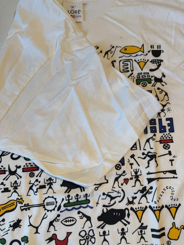 Vintage 90s Bowling Single Stitch T Shirt Hieroglyphic Sz Medium White Alore NOS gallery