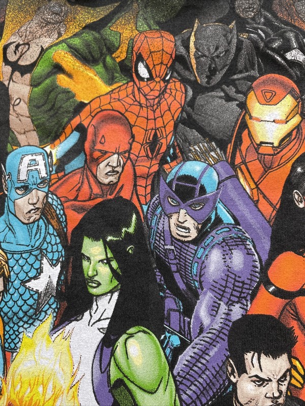 Marvel Universe Characters Group Photo Avengers X-Men Grey T-Shirt Men's LARGE gallery
