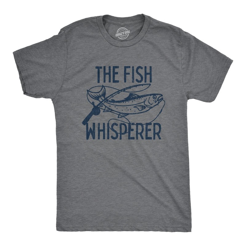 Mens The Fish Whisperer T Shirt Funny Fishing Lake Time Graphic Novelty Tee