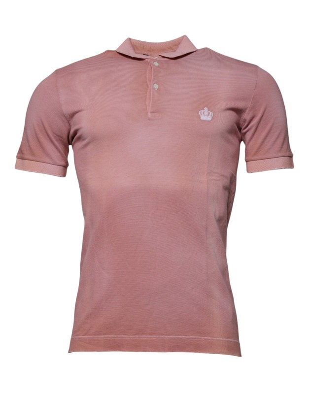 DOLCE & GABBANA T-shirt Pink Crown Collared Short Sleeve Polo IT46/US36/S 750usd