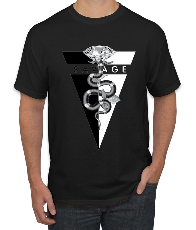 Savage Snake Diamond Drip Triangle Hype Streetwear Men Hip Hop Tshirt