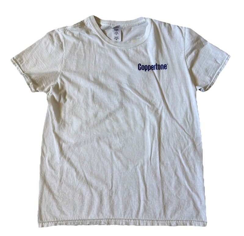 Coppertone Sunscreen Dog Baby Gildan Double Sided White T-Shirt Men Medium