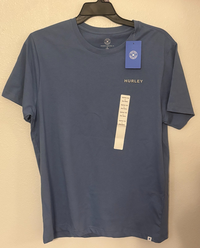 Brand New Hurley Blue Logo Graphic Large Men T-Shirt