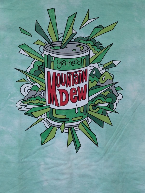 Mountain Dew Mens T-shirt Green Tie-Dye Yahoo! Green Soda Can XL #6240 NWT