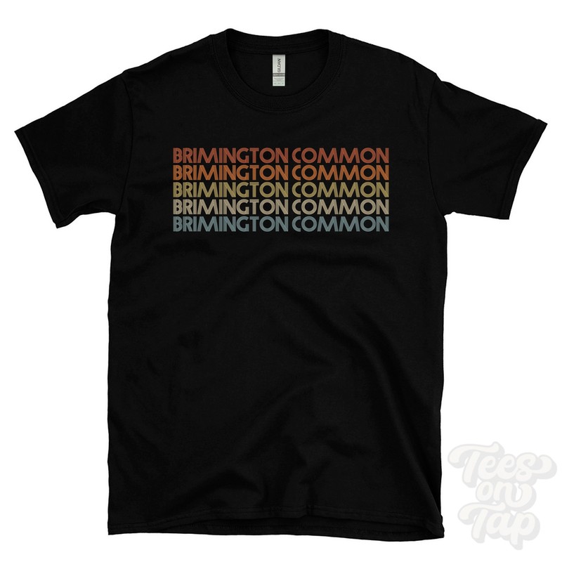 BRIMINGTON COMMON REPEATED RETRO STYLE T-SHIRT mens & womens uk place name gift
