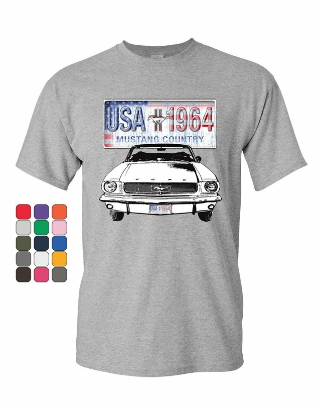 Mustang Country 1964 T-Shirt Ford Legend USA American Classic Mens Tee Shirt