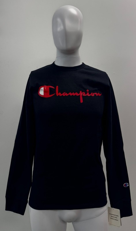 Champion Mens C-Life Heritage Vintage Logo Long Sleeve Tee (Black / Size S)