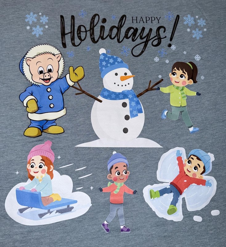 Piggly Wiggly Light Blue “Happy Holidays” Short Sleeve T-Shirt, Size Medium