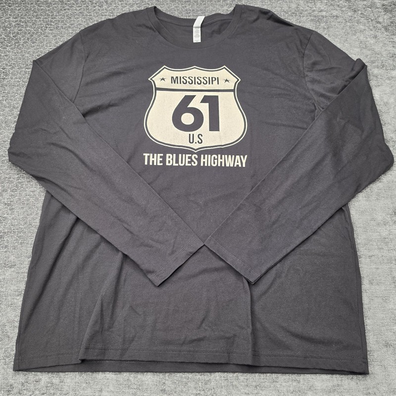 Mississippi 61 The Blues Highway Black Cotton XXL Long Sleeve Graphic T-Shirt