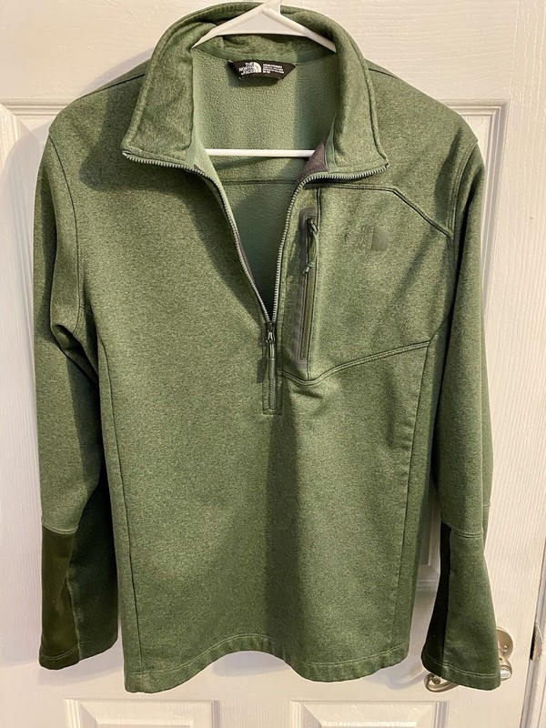 The North Face Shirt Mens Medium Green Quarter Zip Pullover Sweater With Pocket