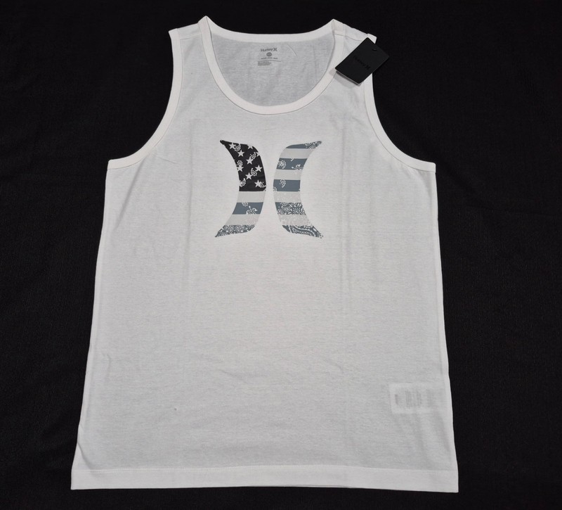 Hurley Men’s Found Nation American Icon Graphic White Tank Top White