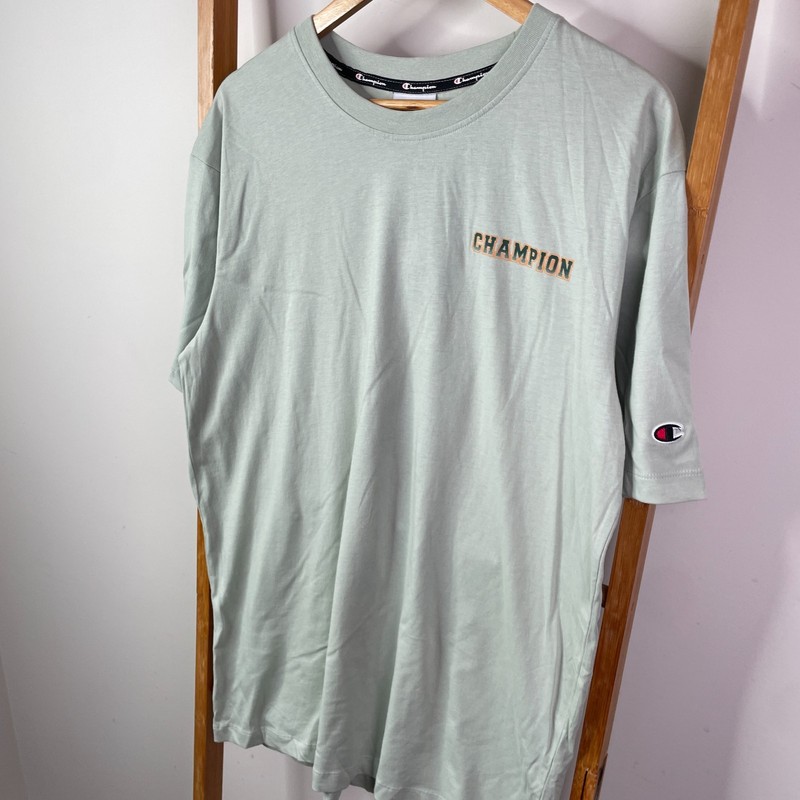 Champion Shirt Mens Large Green Chest Logo Graphic Tee Sportswear Short Sleeve gallery