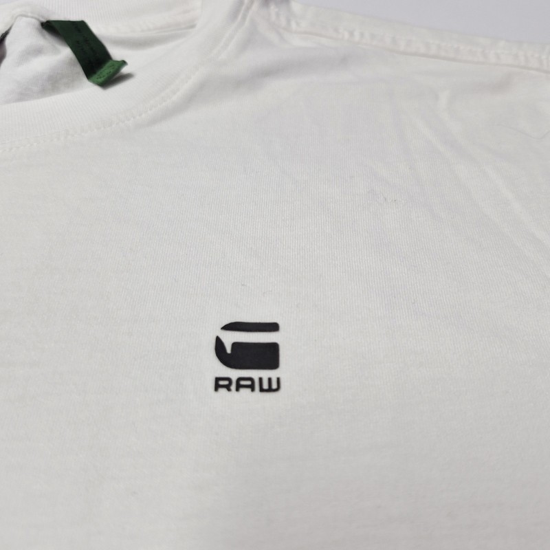 G-Star Raw Men Large Lash T-Shirt White Organic Cotton Curved Hem NWOT D16396 gallery